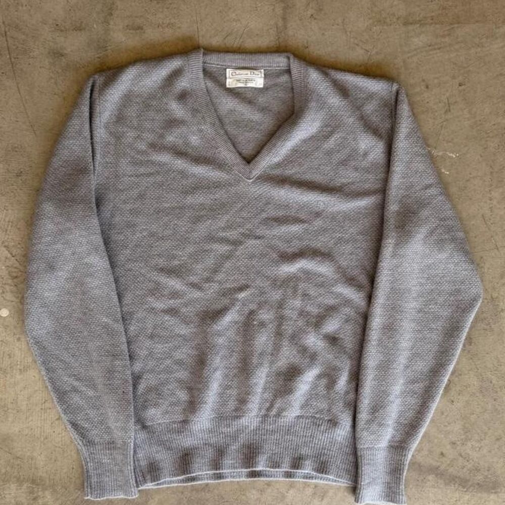Dior Men's Grey and Blue Jumper